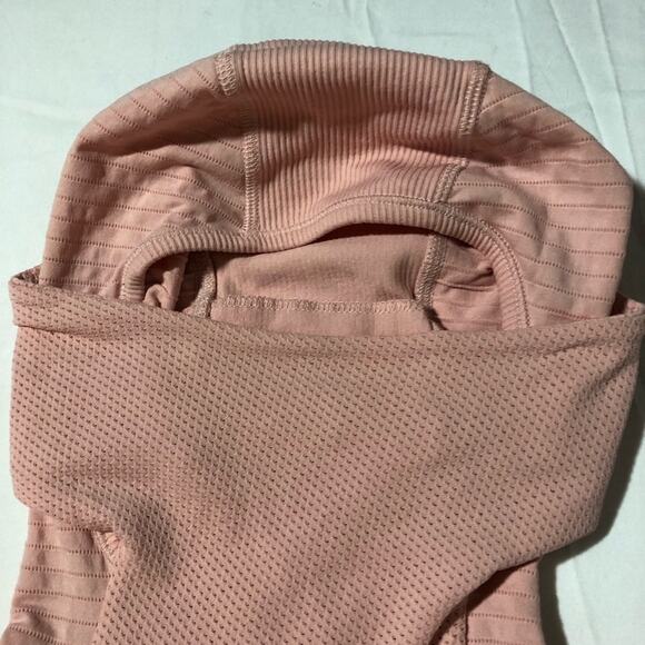 Athleta womens M flurry balaclava rib mix solid pink pullover hoodie cagoule - Picture 13 of 15
